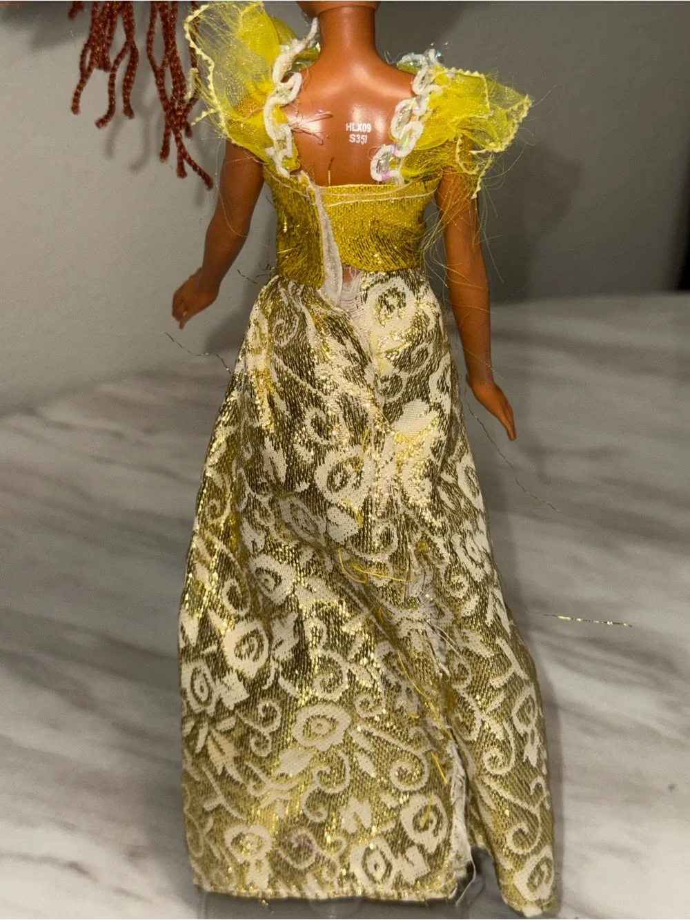 Barbie Mattel skipper size doll gold gown